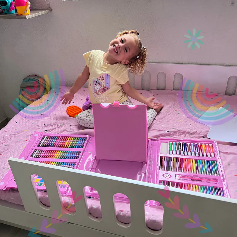 KIT DE ARTE DE 208 PIEZAS PARA NIÑO Y NIÑA