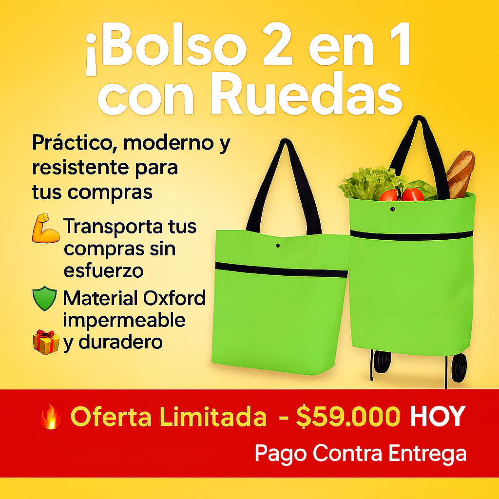 Bolso 2 en 1 con ruedas de compras
