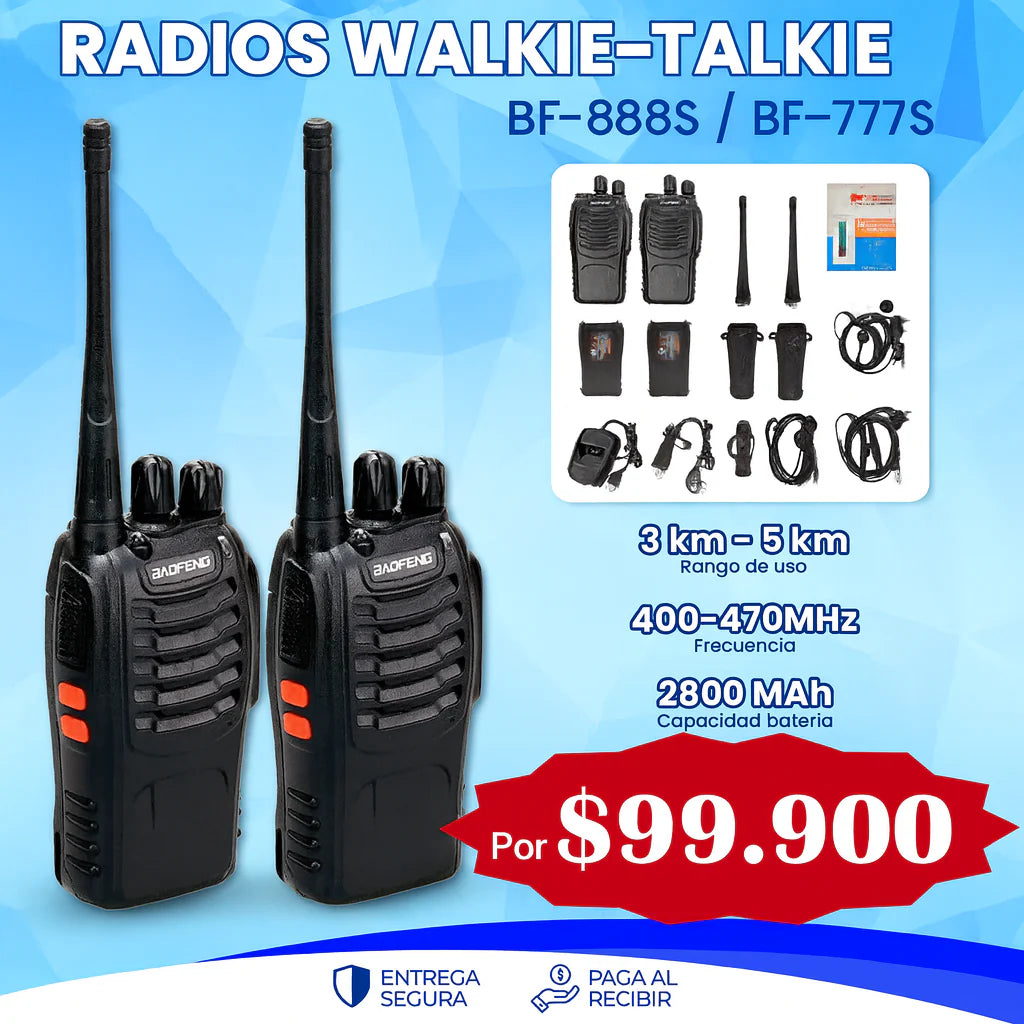 Radios Baofeng Con 2 Años De GARANTIA (+ de 5Km de alcance).