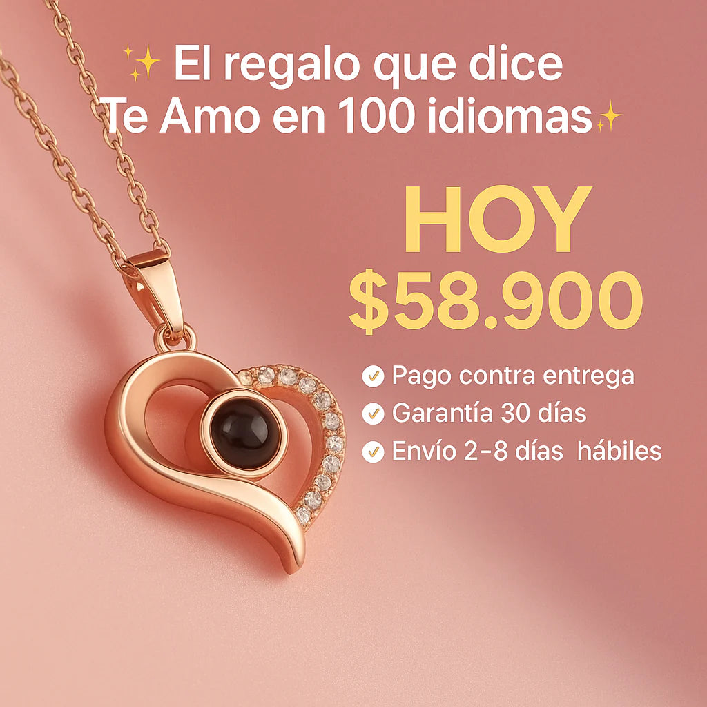 collar Proyecta te amo en 100 idiomas distintos-bañado en oro rosa