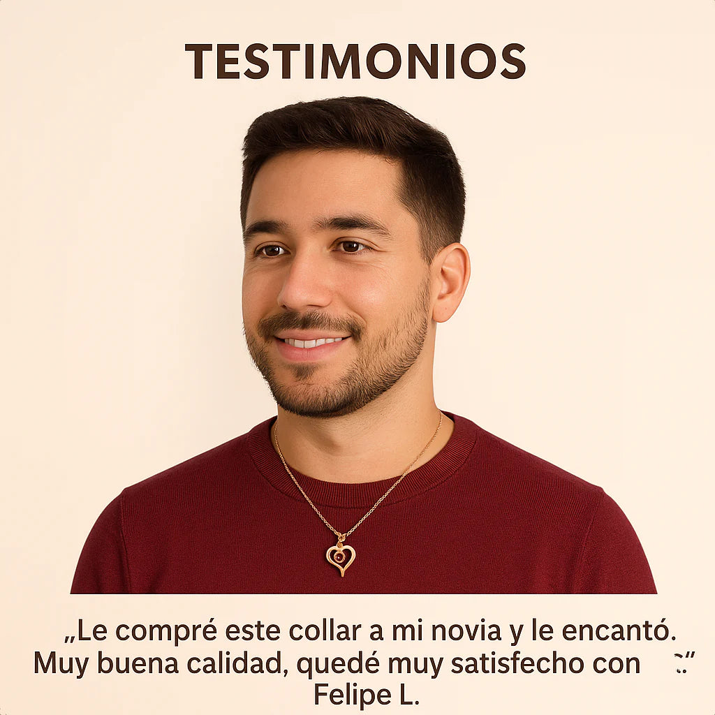 collar Proyecta te amo en 100 idiomas distintos-bañado en oro rosa