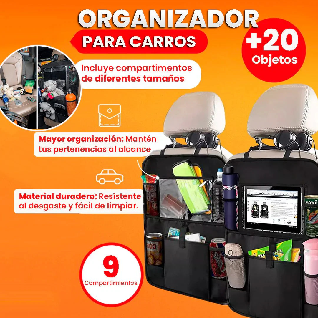 🚗 Organizador Trasero de Carro – ¡Transforma el desorden en orden en segundos!