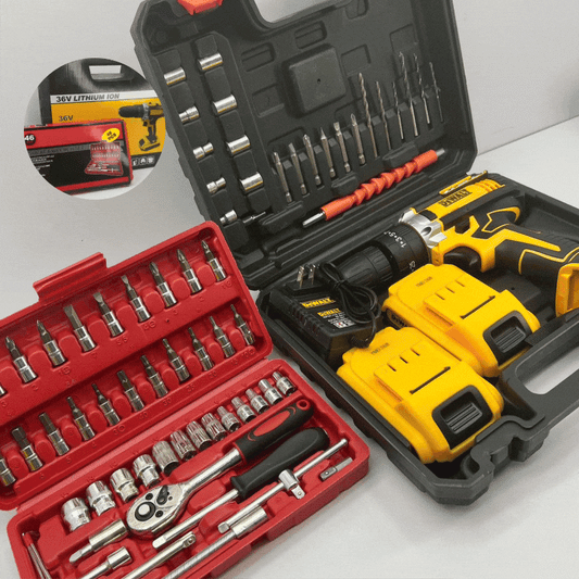 Taladro de 36V Inalambrico con Accesorios y un set de raches GRATIS