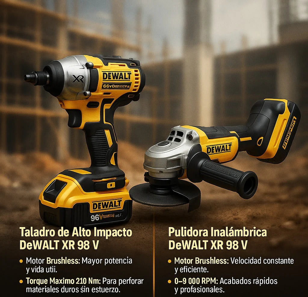 Taladro de alto impacto y Pulidora inalámbricos de 98V Para Trabajo pesado