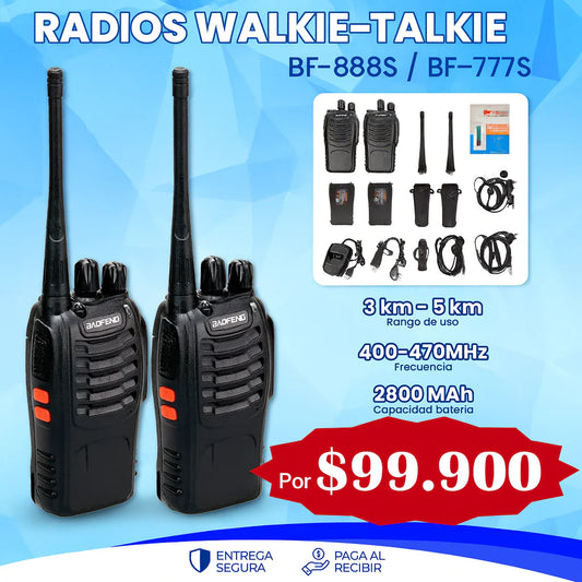 Radios Baofeng Con 2 Años De GARANTIA (+ de 5Km de alcance).