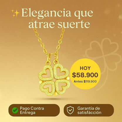 Collar trébol de corazón bañado en oro 18k