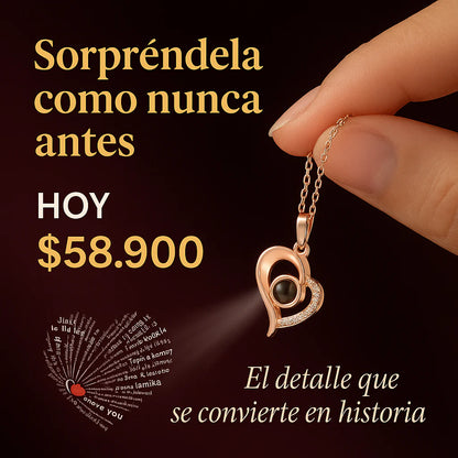 collar Proyecta te amo en 100 idiomas distintos-bañado en oro rosa