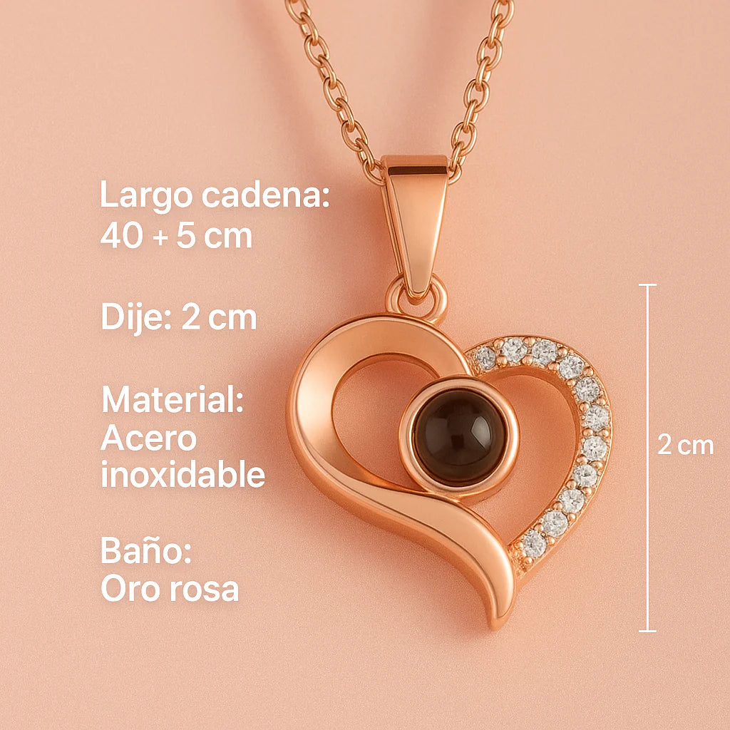 collar Proyecta te amo en 100 idiomas distintos-bañado en oro rosa