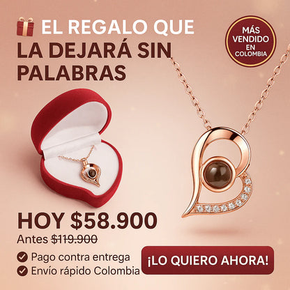 collar Proyecta te amo en 100 idiomas distintos-bañado en oro rosa