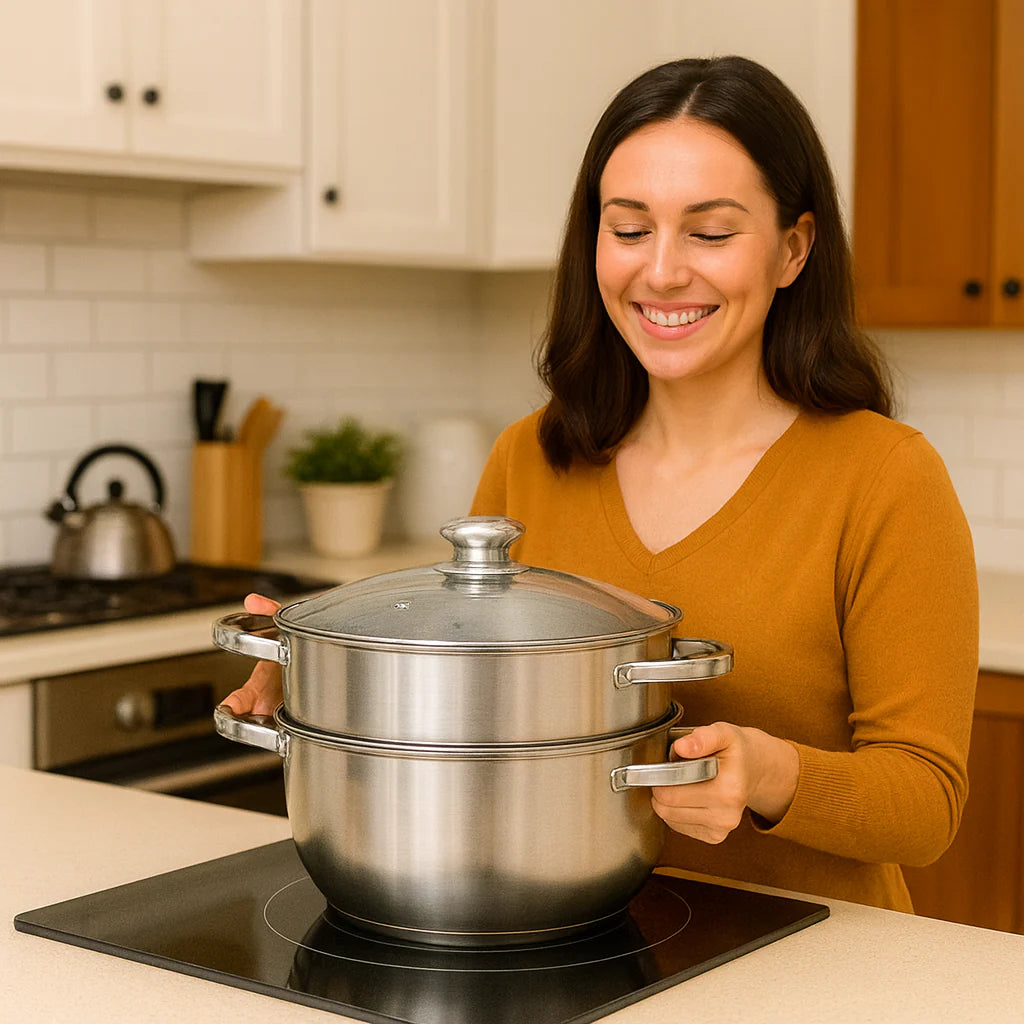 Olla vaporizadora en acero inoxidable 3 en 1