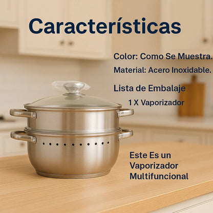 Olla vaporizadora en acero inoxidable 3 en 1