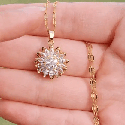 cadena de girasol giratorio-bañada en oro 18k