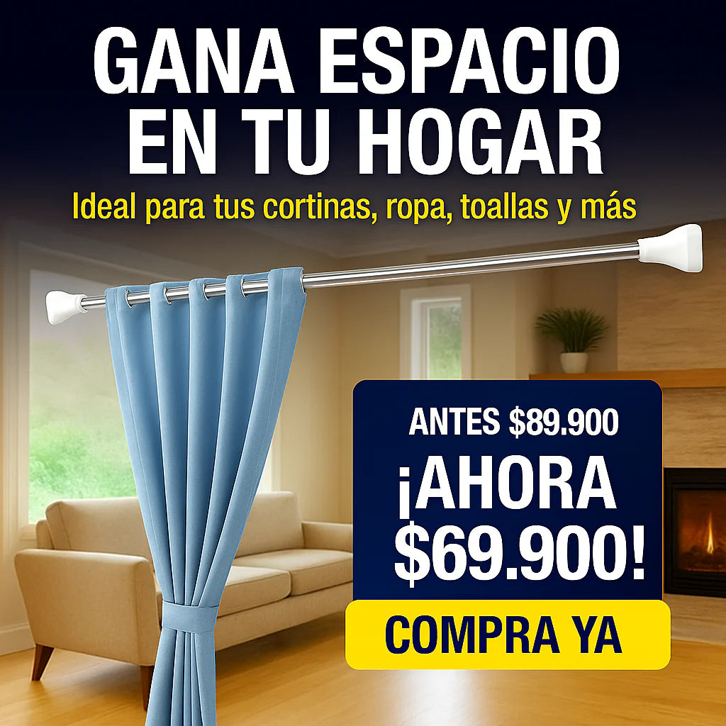 Barra Extensible de Acero – 1.40 a 2.60 m / 20 kg