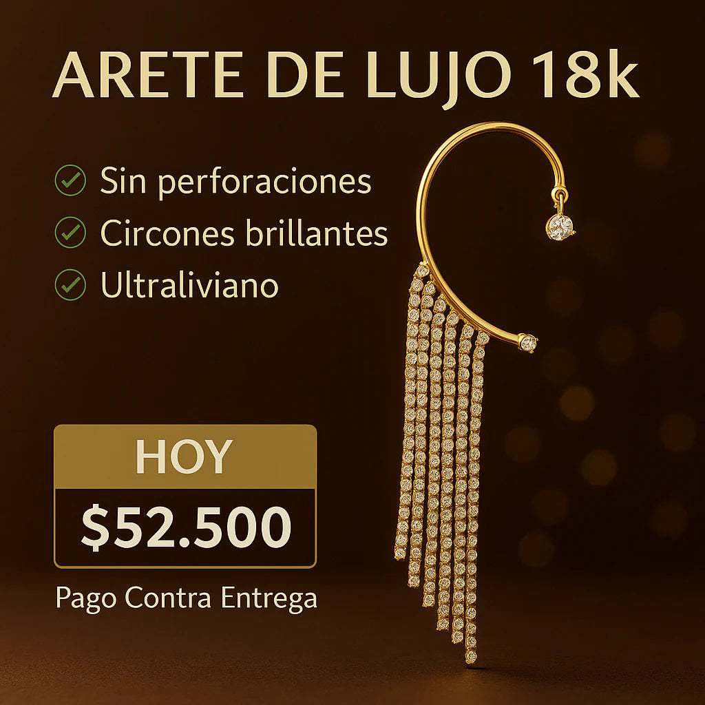 Arete de lujo bañado en oro 18k