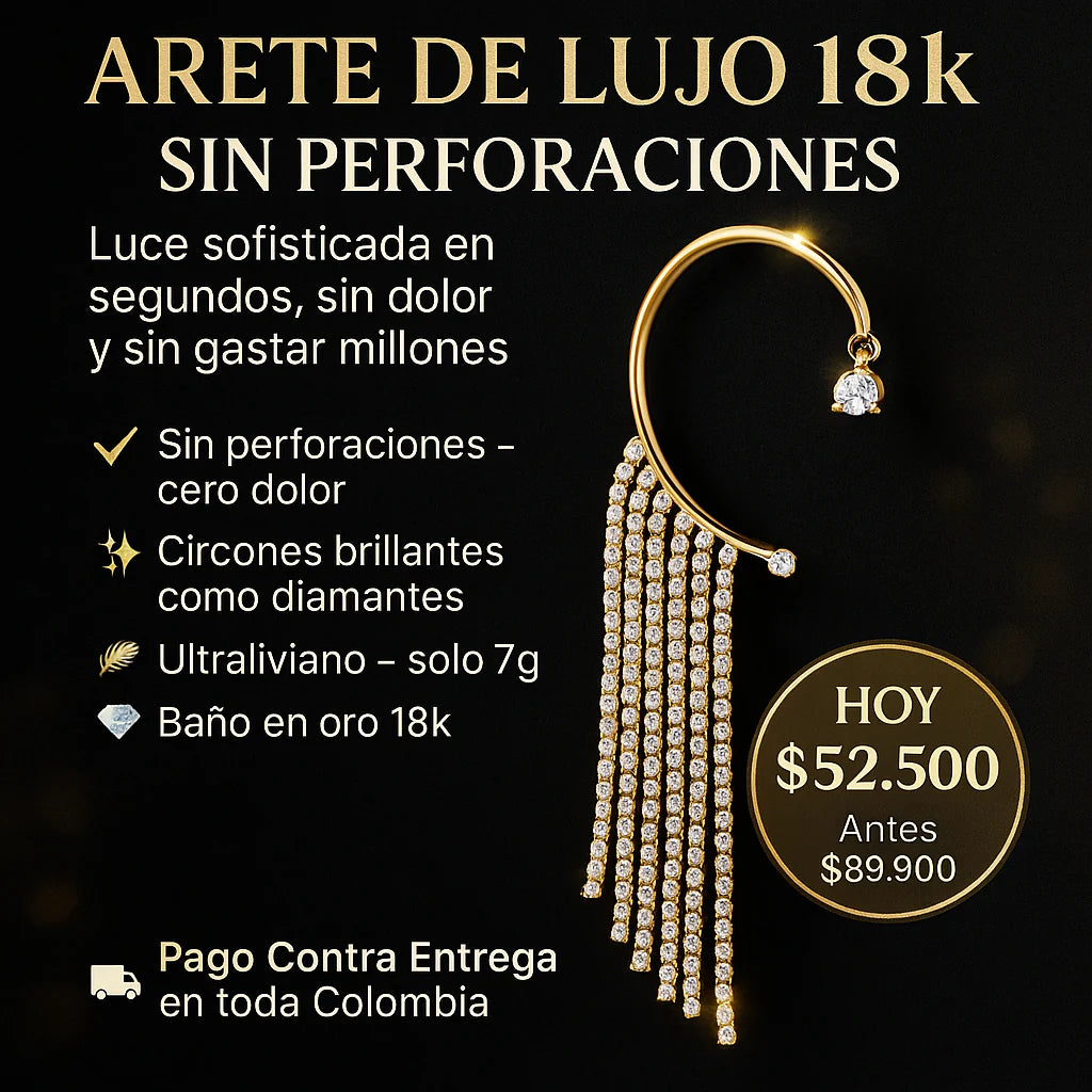 Arete de lujo bañado en oro 18k