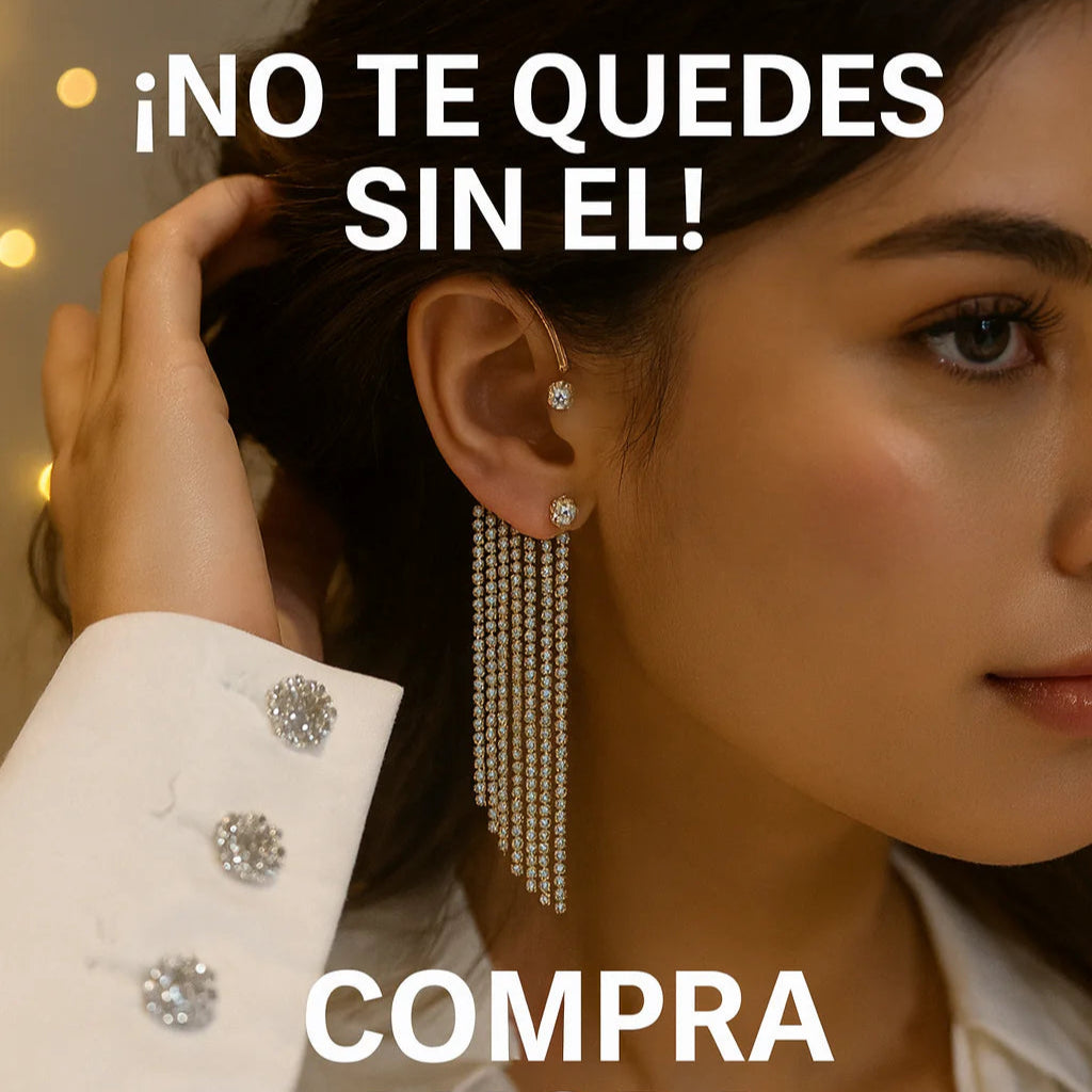 Arete de lujo bañado en oro 18k