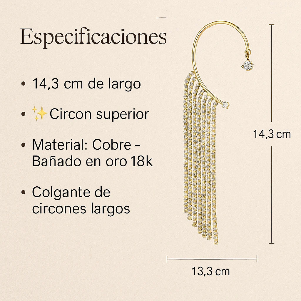 Arete de lujo bañado en oro 18k