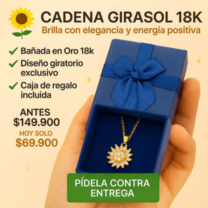 cadena de girasol giratorio-bañada en oro 18k