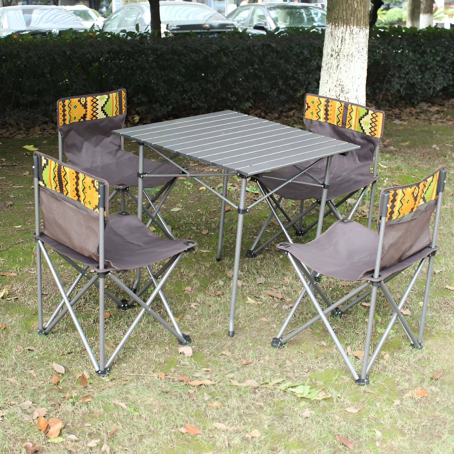 Mesa y 4 Sillas Plegables Portátil