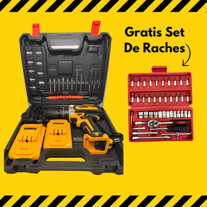 Taladro de 36V Inalambrico con Accesorios y un set de raches GRATIS