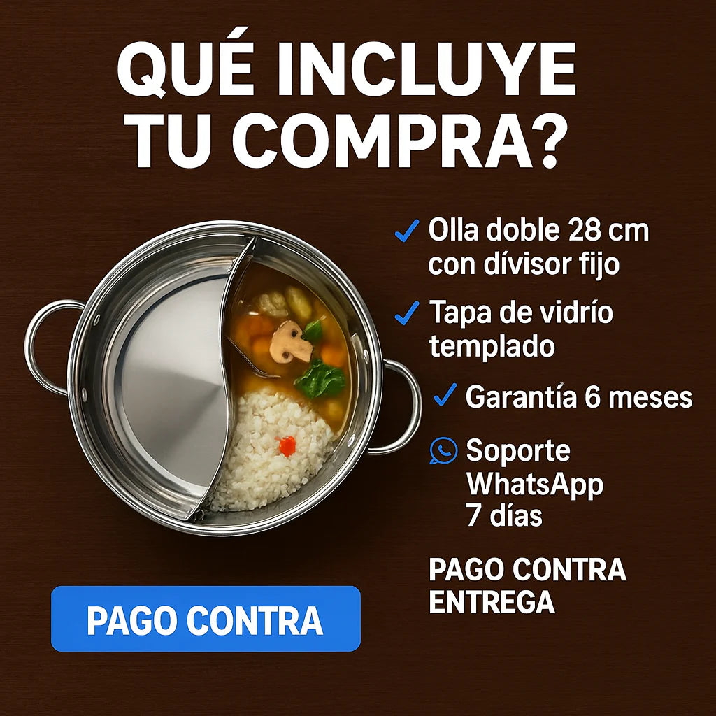 🥘Olla dos puestos de 4L-cocina dos sabores en una sola🥘