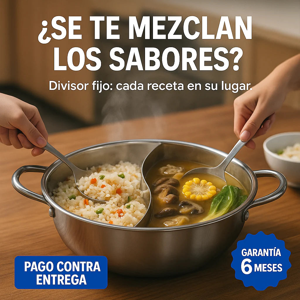 🥘Olla dos puestos de 4L-cocina dos sabores en una sola🥘