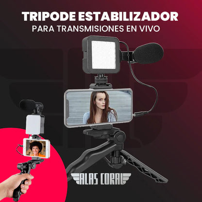 Incluye: Trípode,  Potente Luz Led y Micrófono😎