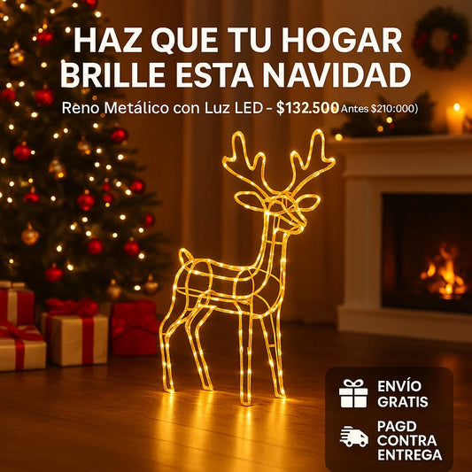 Reno Navidad Estructura Metalica - Luz led