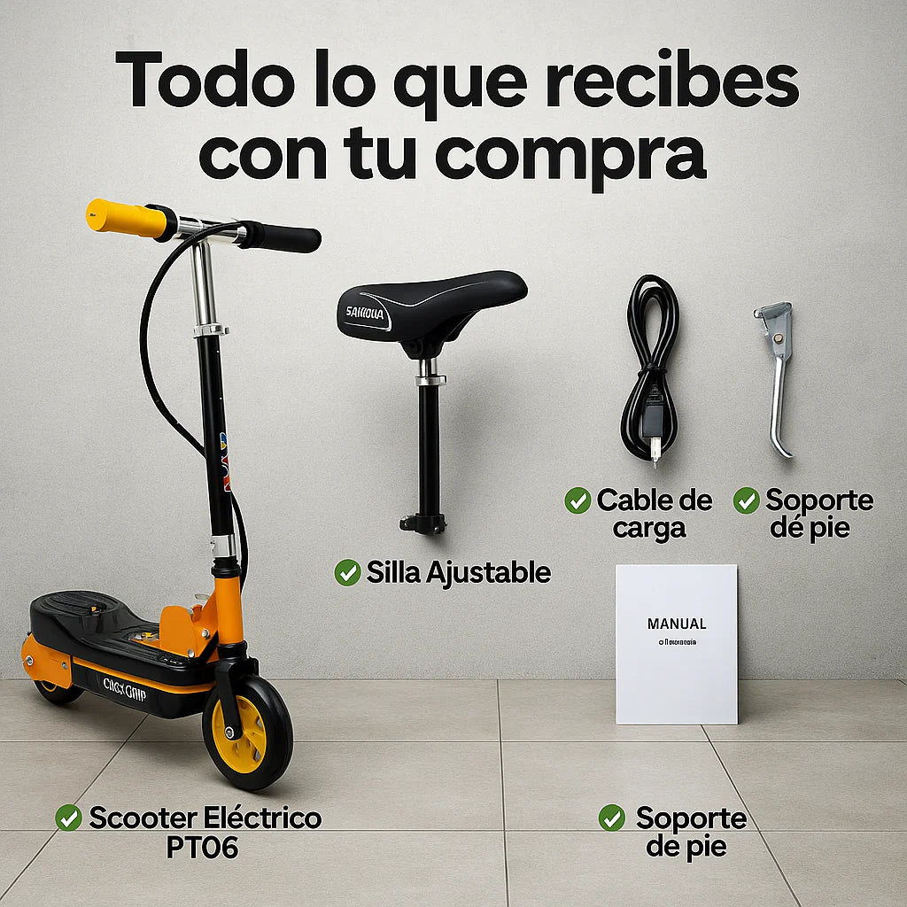 Patineta Scooter Eléctrico KIDSHOP PT06 con Silla