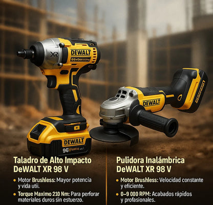 Taladro de alto impacto y Pulidora inalámbricos de 98V Para Trabajo pesado