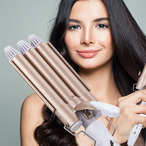 Rizador Ondulador Pinza 3 Tubos Pro + Cepillo Secador Voluminizador One-step