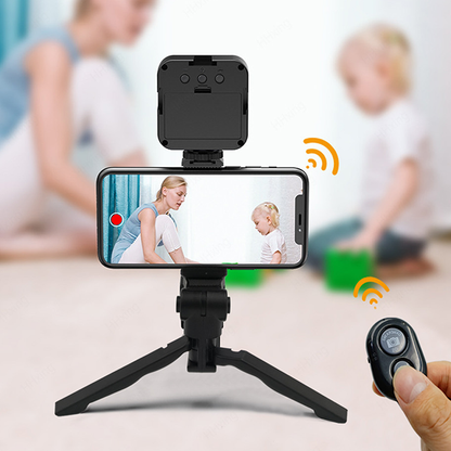 Soporte trípode para celular con luz y micrófono