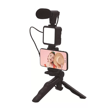 Soporte trípode para celular con luz y micrófono