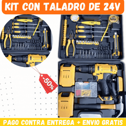 kit de taladro con herramientas de 24V
