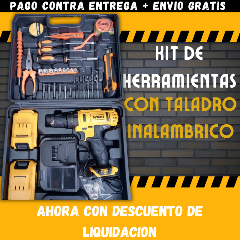 KIT DE HERRAMIENTAS CON TALADRO INALAMBRICO DE 24V