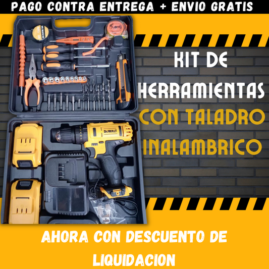 KIT DE HERRAMIENTAS CON TALADRO INALAMBRICO DE 24V