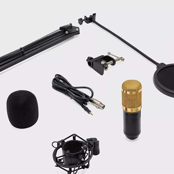 Micrófono Profesional Grabación Estudio Con Soporte De Mesa (incluye todo lo que está en la imagen)