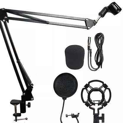 Micrófono Profesional Grabación Estudio Con Soporte De Mesa (incluye todo lo que está en la imagen)
